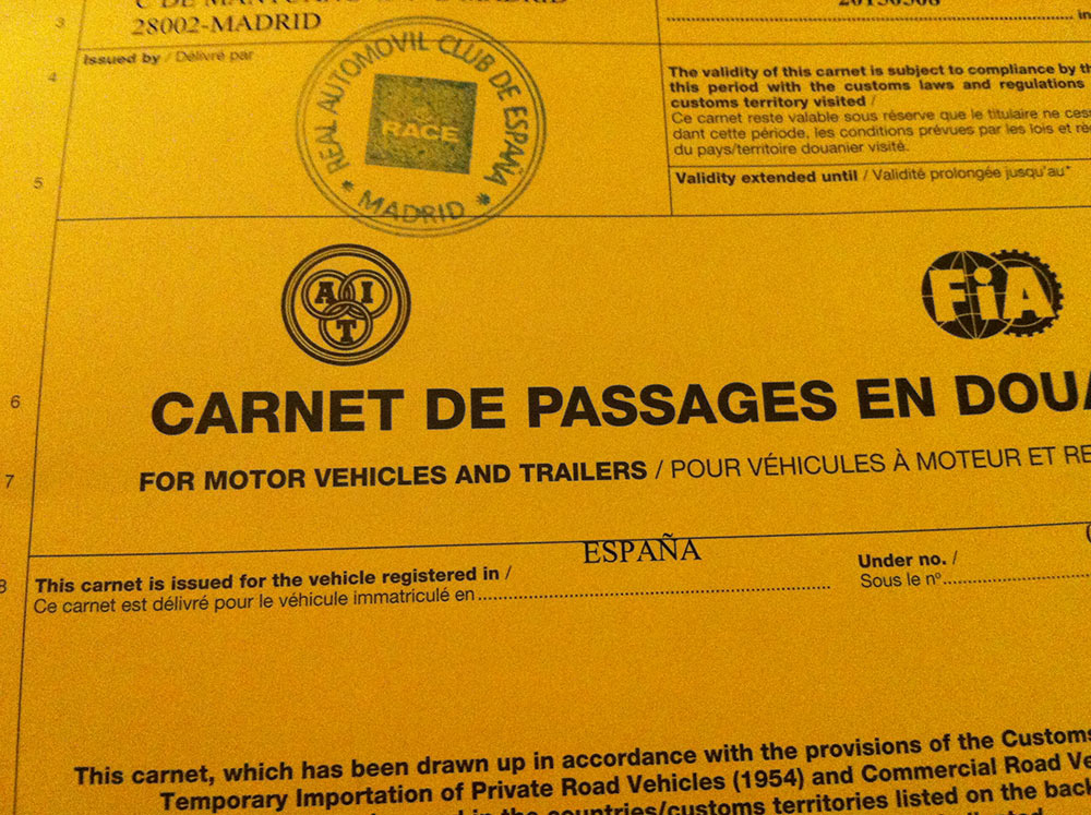 Carnet de Passages en Douane (CPD)